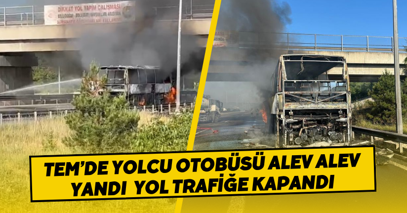 TEM’de yolcu otobüsü alev alev yandı: Yol trafiğe kapandı