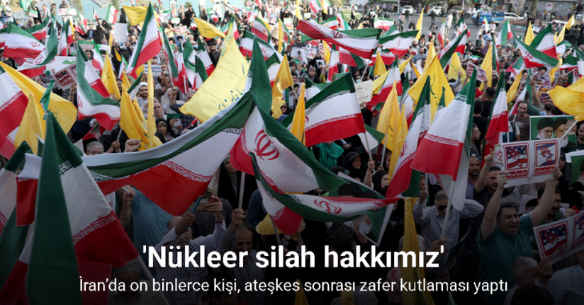 İran’da on binlerce kişi, ateşkes sonrası zafer kutlaması yaptı