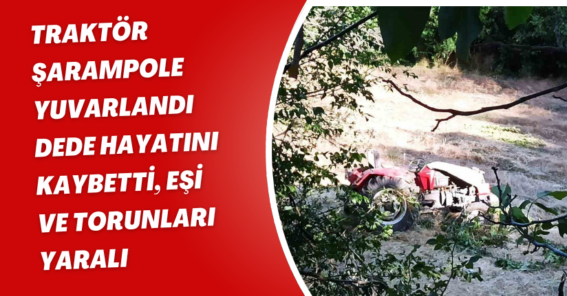 Traktör şarampole yuvarlandı: Dede hayatını kaybetti, eşi ve torunları yaralı