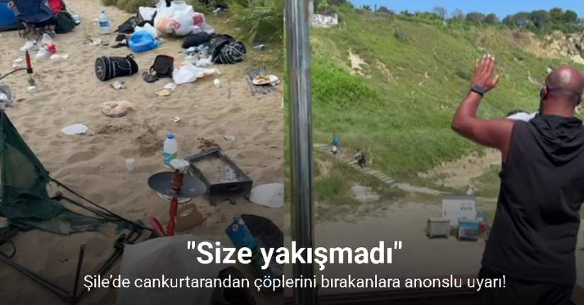 Şile’de cankurtarandan çöplerini bırakanlara anonslu uyarı: 