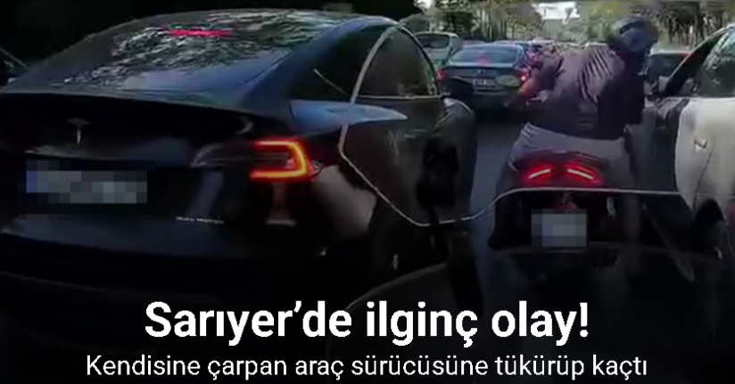 Sarıyer’de kendisine çarpan araç sürücüsüne tükürüp kaçtı