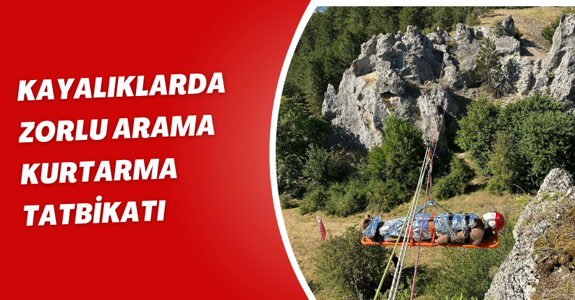 Kayalıklarda zorlu arama kurtarma tatbikatı