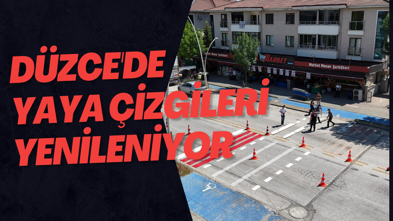 Düzce'de Yaya Çizgileri Yenileniyor