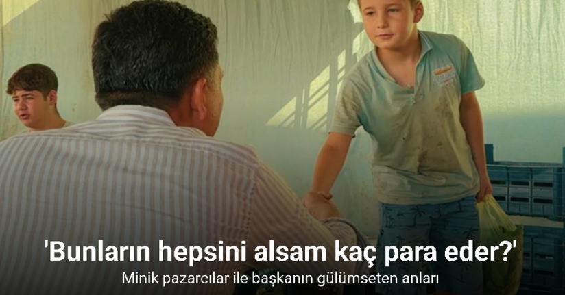Minik pazarcılar ile başkanın gülümseten anları