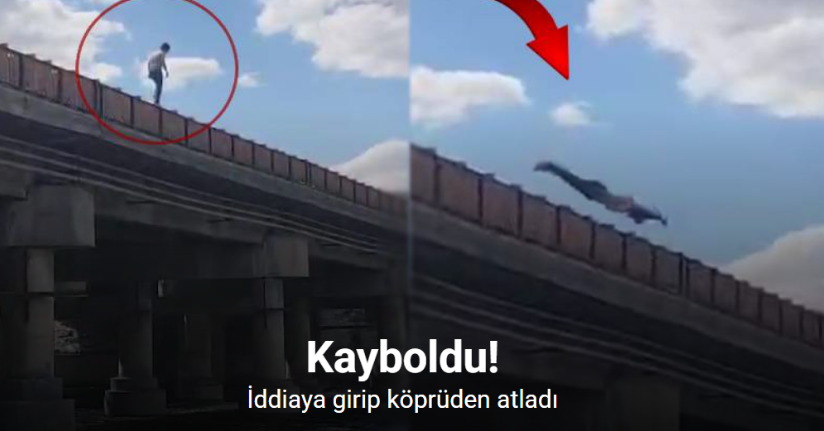 Arkadaşlarıyla iddialaştı, köprüden atladı: O anlar kamerada