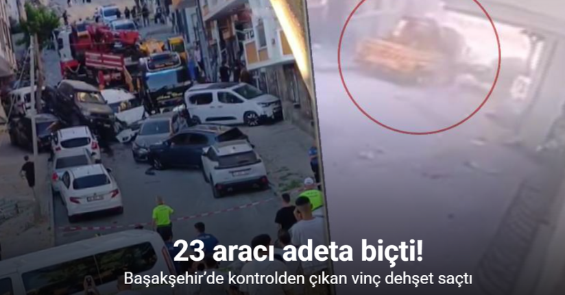 Başakşehir’de kontrolden çıkan vinç dehşet saçtı