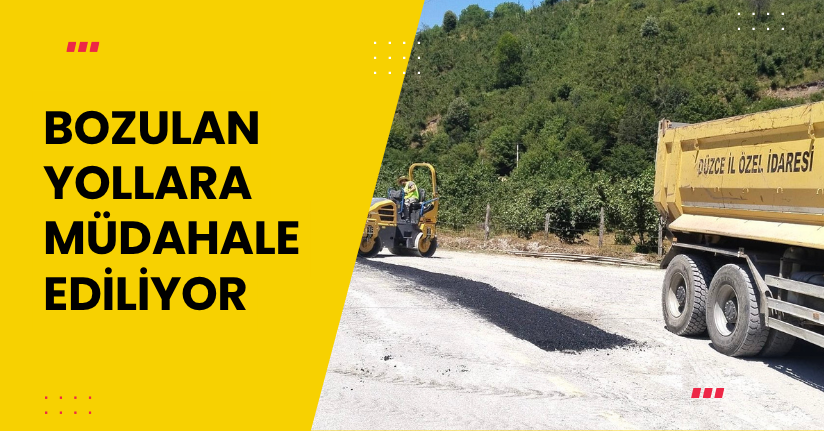 Bozulan yollara müdahale ediliyor