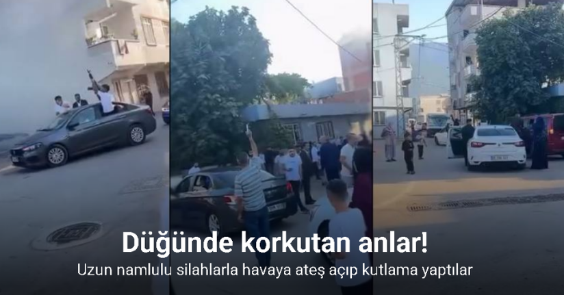 Düğünde uzun namlulu silahlarla tehlikeli kutlama