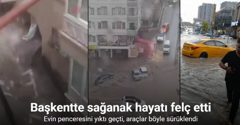 Başkentte sağanak yağış hayatı olumsuz etkiledi