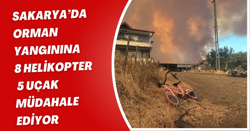 Sakarya’da orman yangınına 8 helikopter, 5 uçak müdahale ediyor