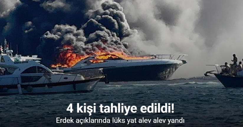 Erdek açıklarında lüks yat alev alev yandı