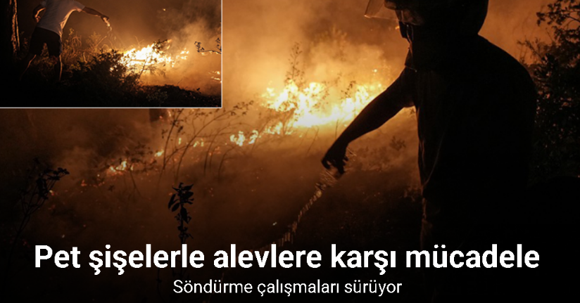 Pet şişelerle alevlere karşı mücadele