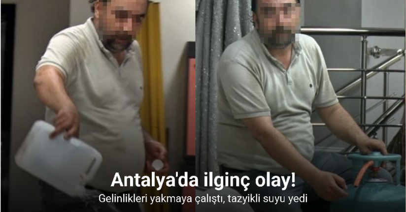 Eşinin mağazasına girip gelinliklerin üzerlerine kolonya döktü, tüpe çakmağı dayayınca tazyikli suyu yedi