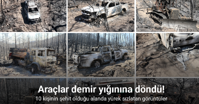 Yangında 10 görevlinin şehit olduğu alandaki araçlar çekiliyor