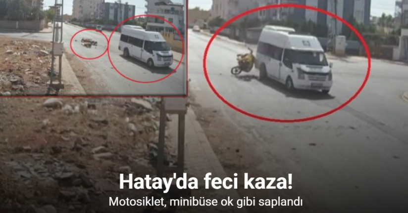 Motosiklet, minibüse ok gibi saplandı
