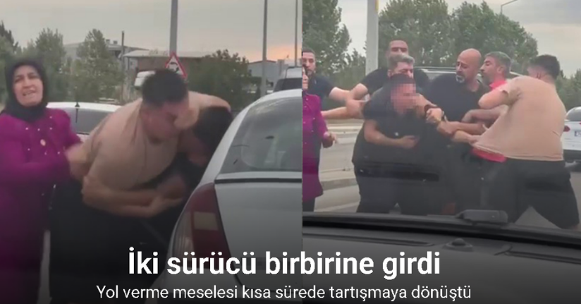 Bursa’da yol verme kavgası kamerada: Vatandaşlar zor ayırdı
