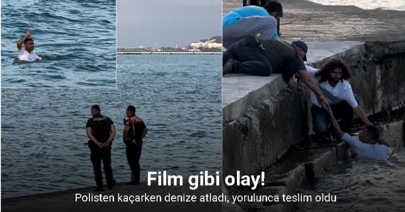 Samsun’da taşkınlık yapan şahıs polisten kaçarken denize atladı