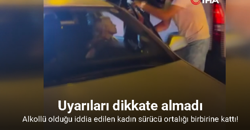 Büyükçekmece’de alkollü olduğu iddia edilen kadın sürücü ortalığı birbirine kattı