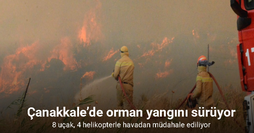 Çanakkale’de orman yangınına 8 uçak, 4 helikopter havadan müdahale ediyor