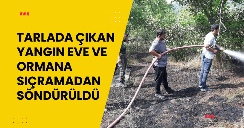 Tarlada çıkan yangın, eve ve ormana sıçramadan söndürüldü