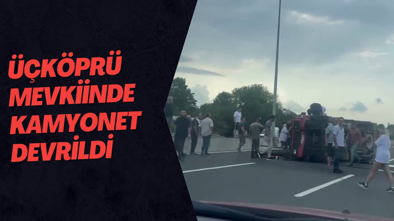 Üçköprü Mevkiinde Kamyonet Devrildi