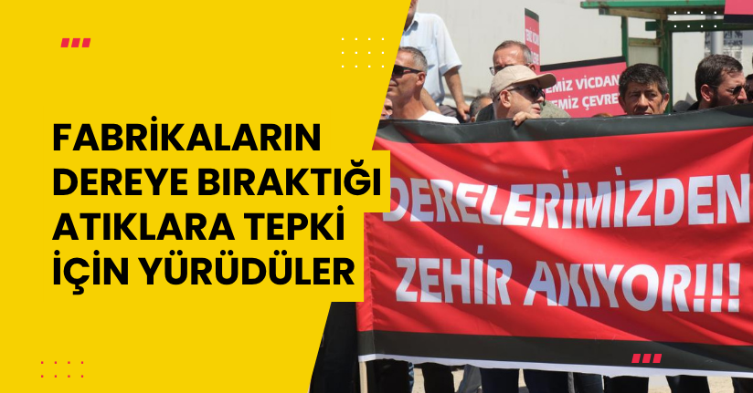  Fabrikaların dereye bıraktığı atıklara tepki için yürüdüler