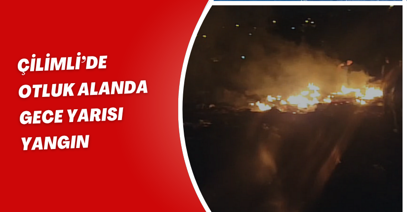 Çilimli’de Otluk Alanda Gece Yarısı Yangın