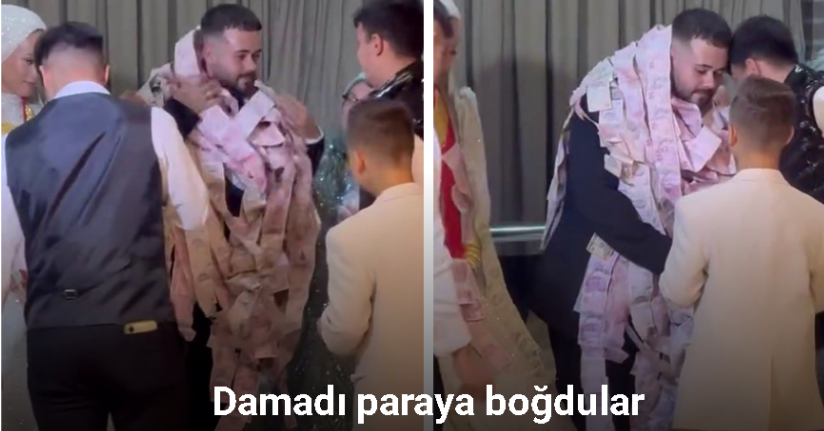 Bursa’da damadı paraya boğdular