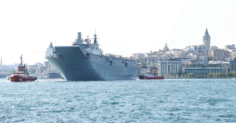 Çanakkale'den yola çıkan TCG Anadolu, İstanbul'a ulaştı