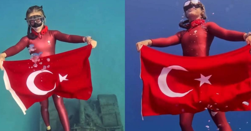 Şahika Ercümen, Zafer Bayramı’nda Kaş’ta tanka dalış yaptı
