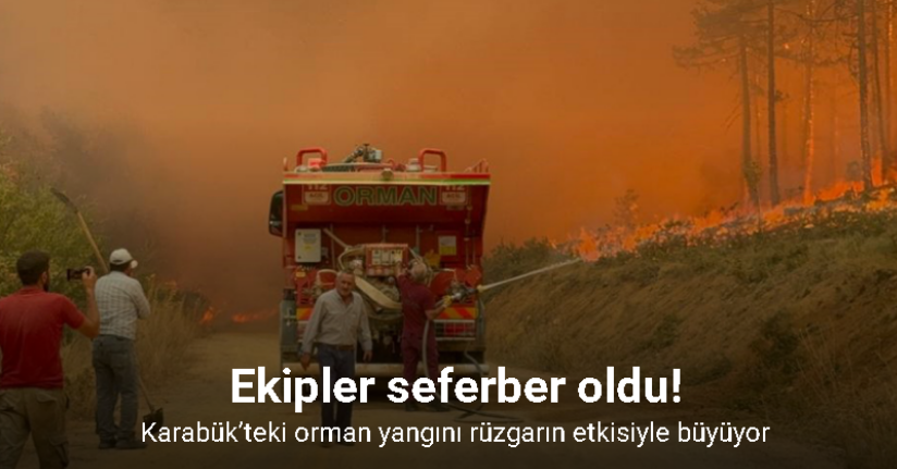 Karabük’teki orman yangını rüzgarın etkisiyle büyüyor
