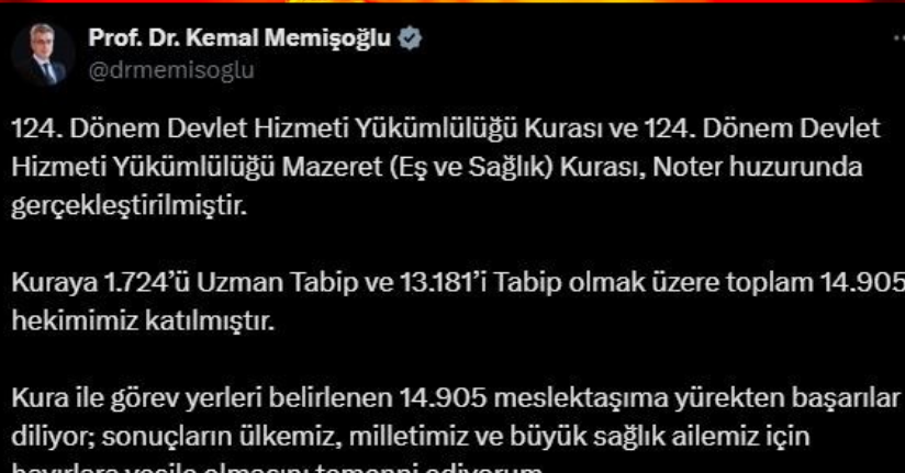 Eş ve Sağlık kurası gerçekleşti