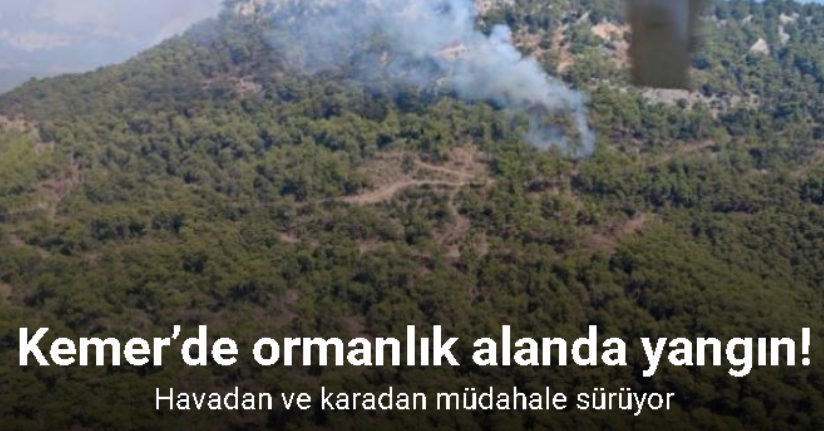 Kemer’de ormanlık alanda çıkan yangına havadan ve karadan müdahale