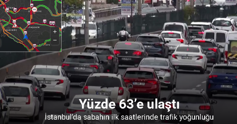İstanbul’da sabahın ilk saatlerinde trafik yoğunluğu: Yüzde 63’e ulaştı