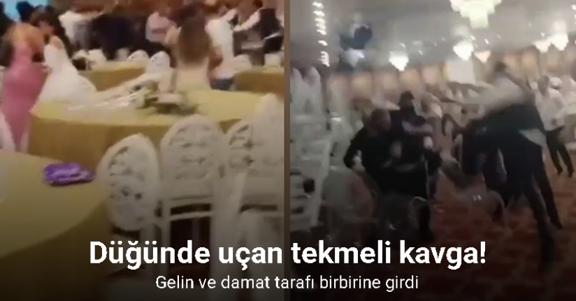 Düğünde uçan tekmeli kavga kamerada