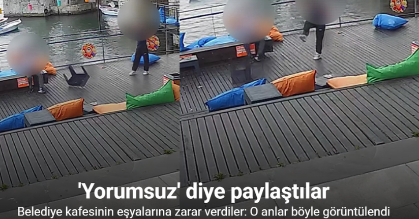 Kafenin eşyalarına zarar verdiler: O anlar güvenlik kamerasında