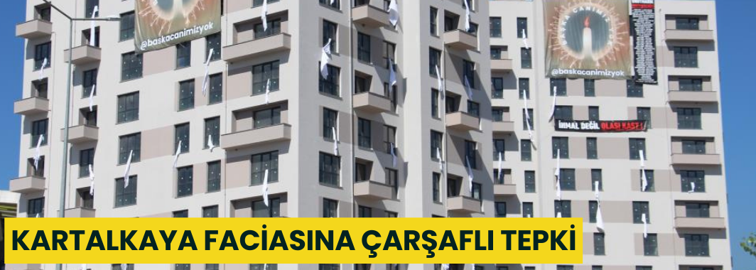 İnşa ettikleri binalara, Kartalkaya'daki yangın faciasında ölenler için 78 çarşaf astı