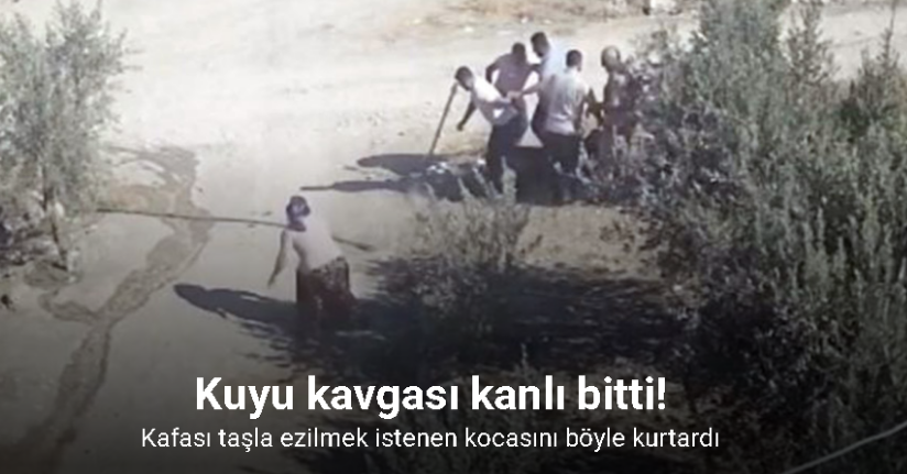 Kafası taşla ezilmek istenen baygın kocasını saldırganlara taş atarak kurtardı