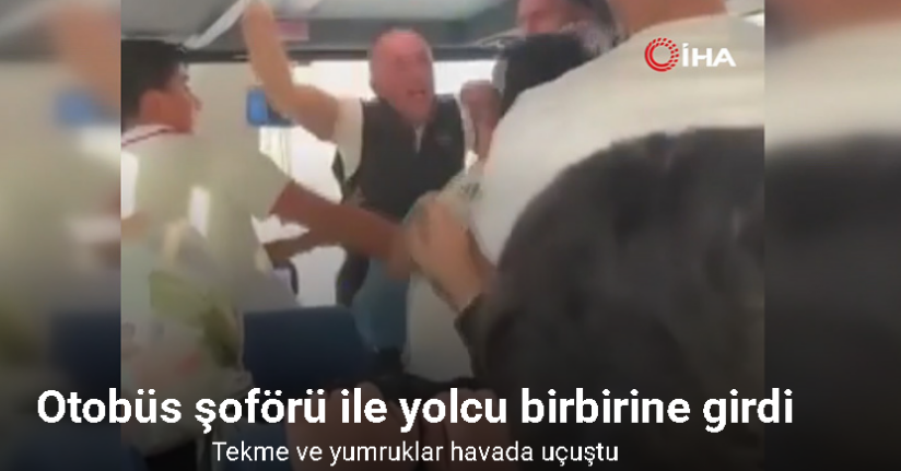 Otobüs şoförü ile yolcu birbirine girdi...O anlar kamerada