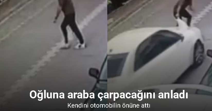 Esenyurt’ta oğluna araba çarpacağını gördü, kendini otomobilin önüne attı: O anlar kamerada