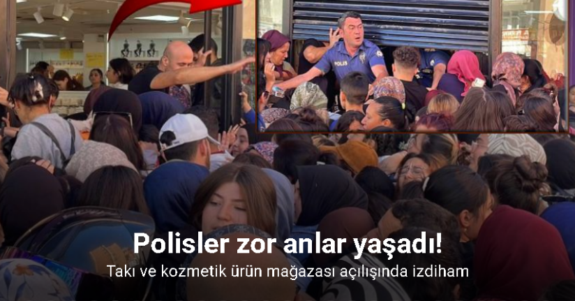 Takı ve kozmetik ürün mağazası açılışında izdiham
