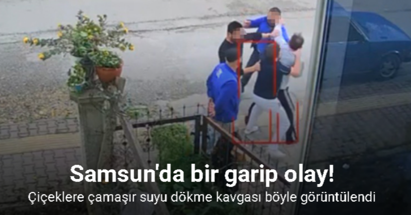 Çiçeklere çamaşır suyu dökme kavgası güvenlik kamerasına yansıdı
