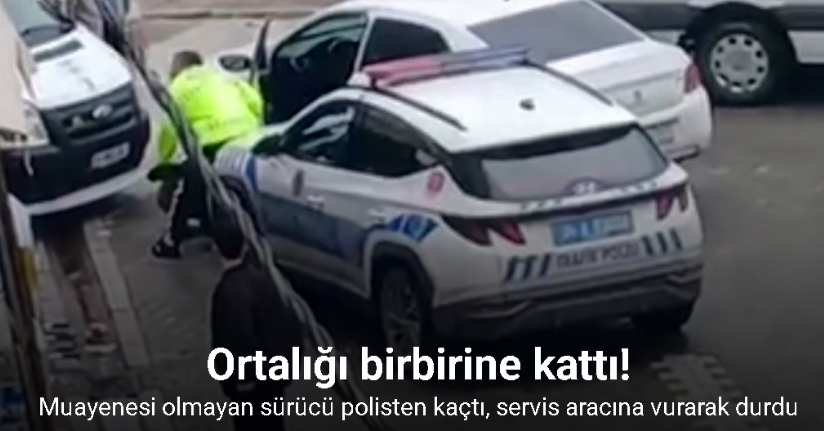 Esenyurt’ta muayenesi olmayan sürücü polisten kaçtı, servis aracına vurarak durdu