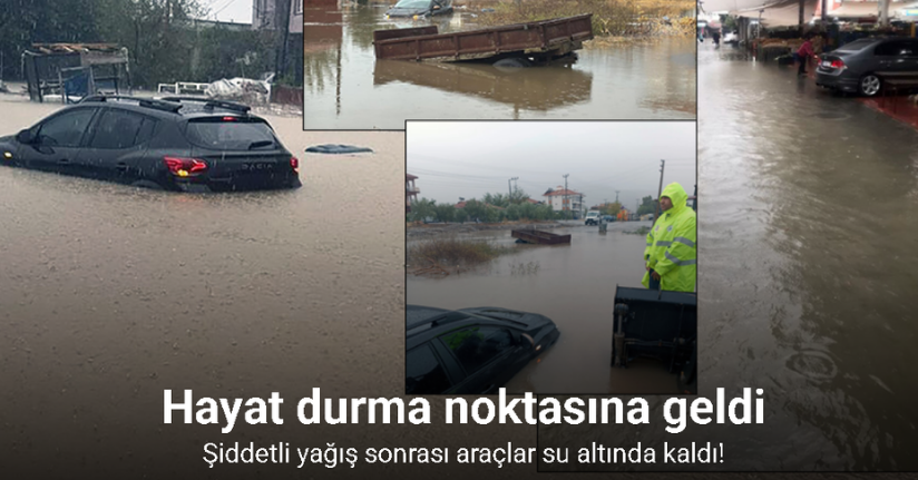 Muğla'da şiddetli yağış sonrası araçlar su altında kaldı