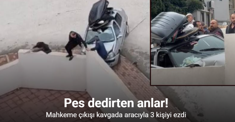 Aracını 3 kişinin üzerine sürdüğü anlar kameraya yansıdı