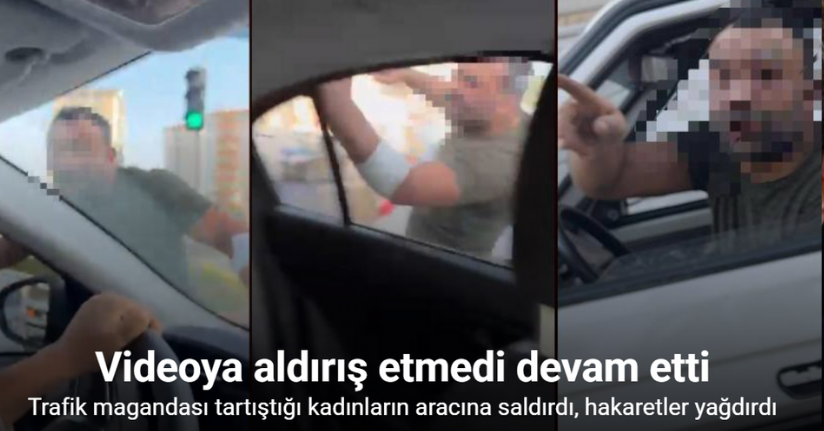 Trafikte tartıştığı kadınların otomobilini yumrukladı