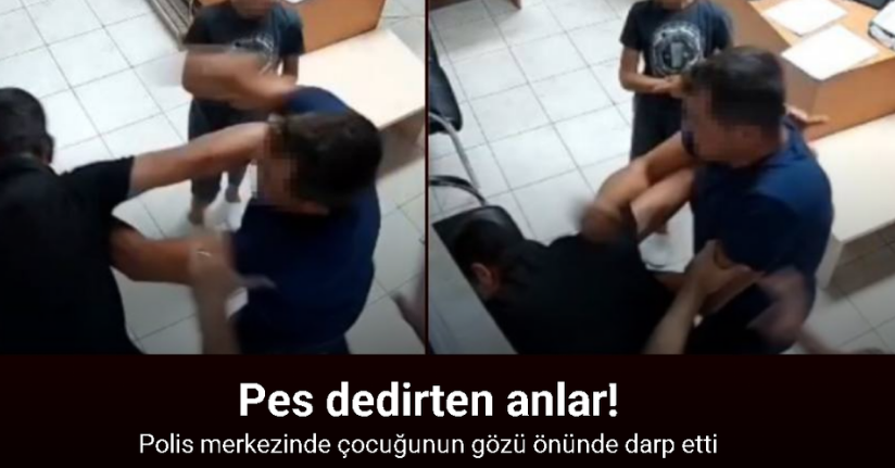 Boşanma aşamasında kocaya, polis merkezinde kayınço dayağı kamerada