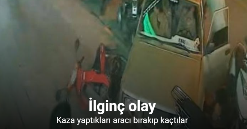 Kaza yaptıkları aracı bırakıp kaçtılar: Kaza anı güvenlik kamerasında