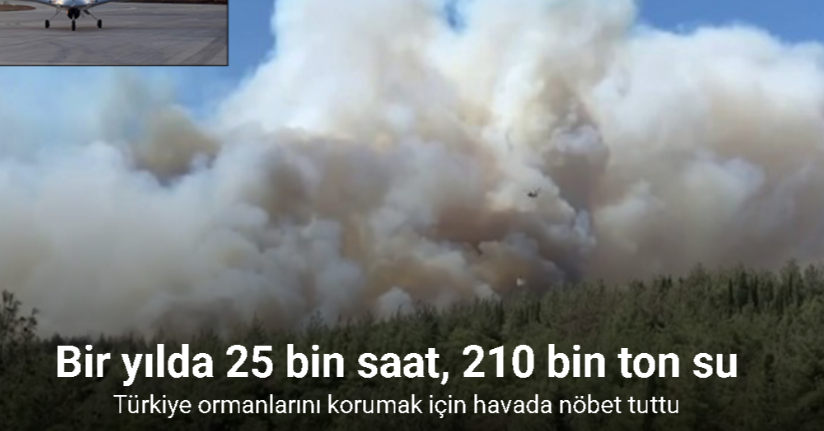 Bir yılda 25 bin saat, 210 bin ton su: Türkiye ormanlarını korumak için havada nöbet tuttu