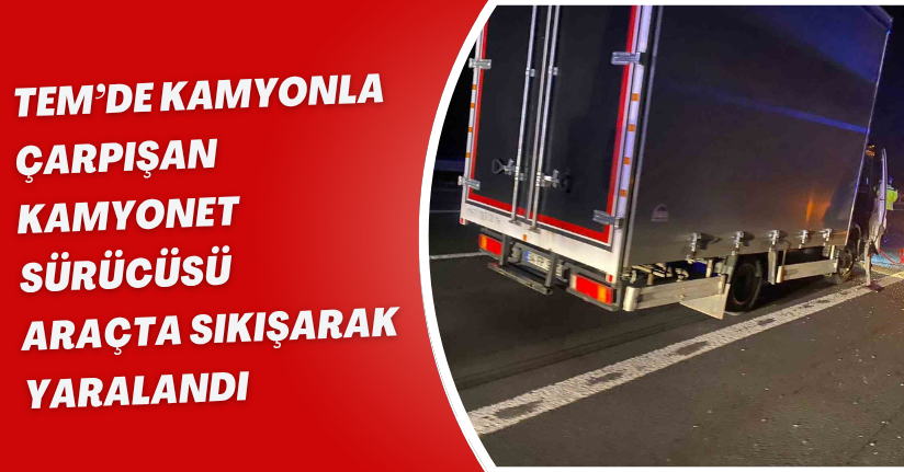 TEM’de kamyonla çarpışan kamyonet sürücüsü araçta sıkışarak yaralandı